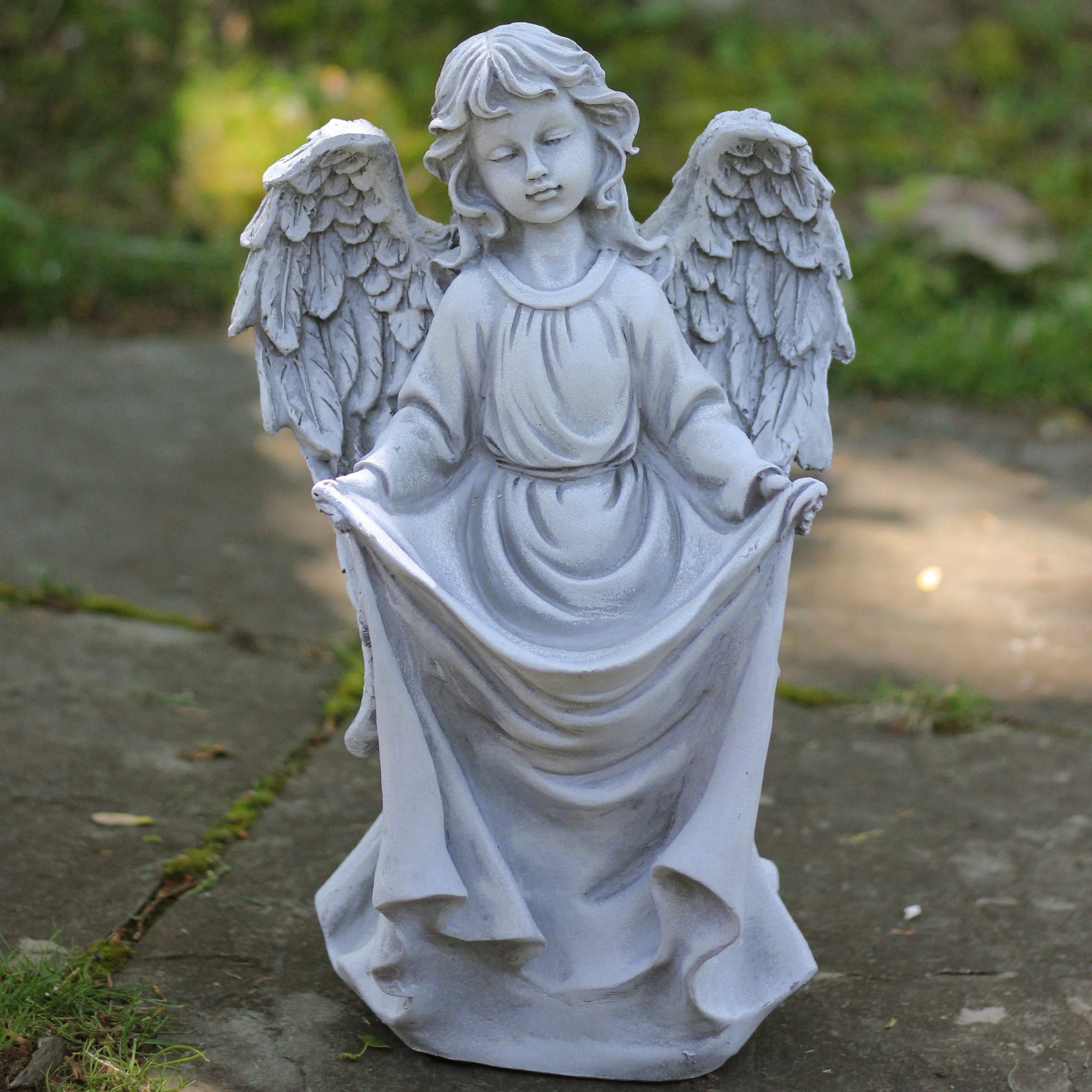 Northlight 16.5" Angel Outdoor Patio Garden Bird Feeder Statue - Gray
