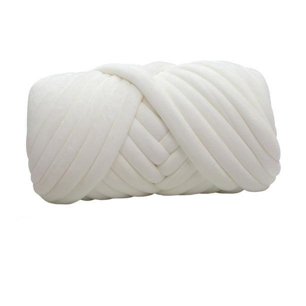 Hilo grueso de terciopelo de 500 g para tejer a mano, cómodo y lavable. Blanco