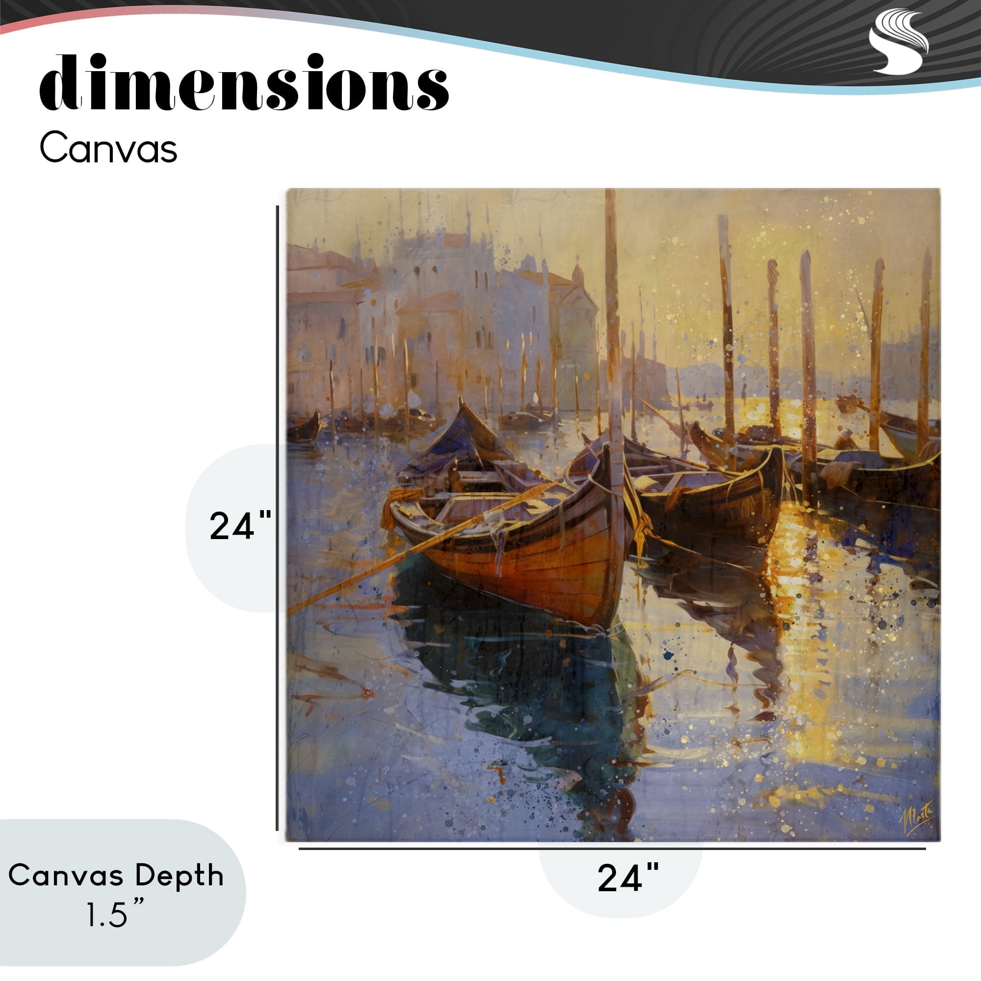 Stupell Industries Speckled Venice Boats Canvas Wall Art, design by Marta Wiley