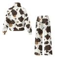 thumbnail image 5 of SCRAWLGOD Cow Print Beige Brown Lounge Sets for Women Turtleneck Pullover Sweatshirt Wide Leg Sweatpants Trendy 2 Piece Outfits Casual Sweatsuit Comfy Tracksuit, S, 5 of 7