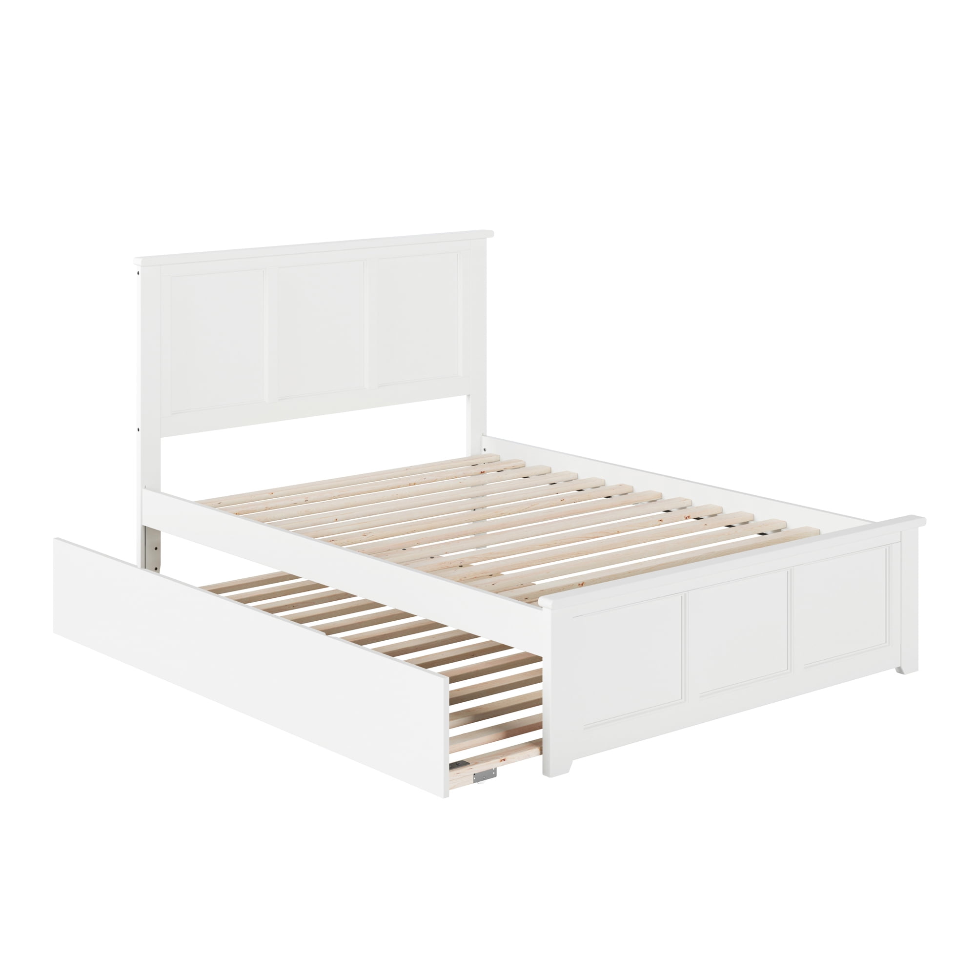 AFI Madison Full Wood Platform Bed with Matching Footboard & Full Trundle, White