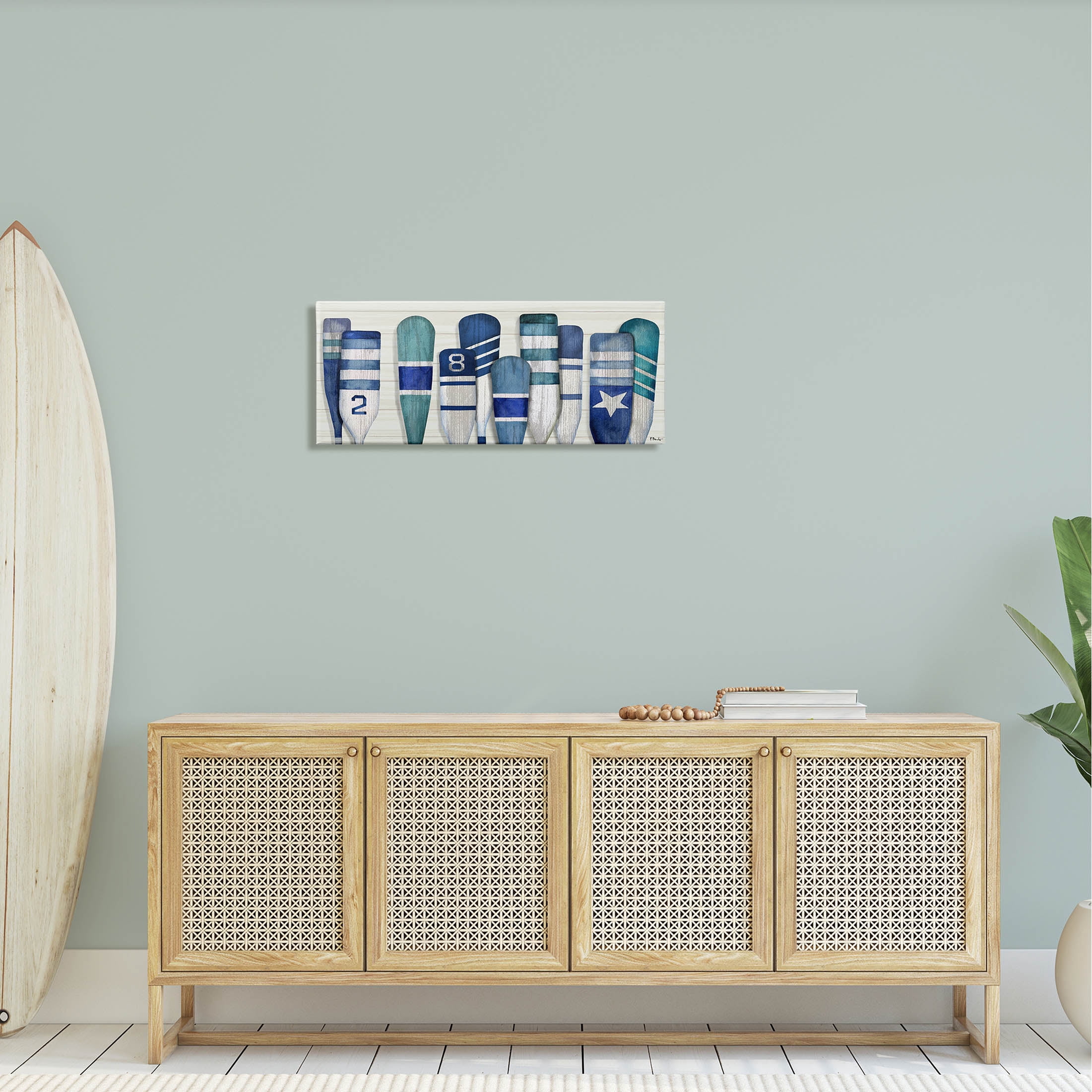 Stupell Industries Port Oars Nautical Blue Patterns Graphic Art Gallery Wrapped Canvas Print Wall Art, Design by Paul Brent