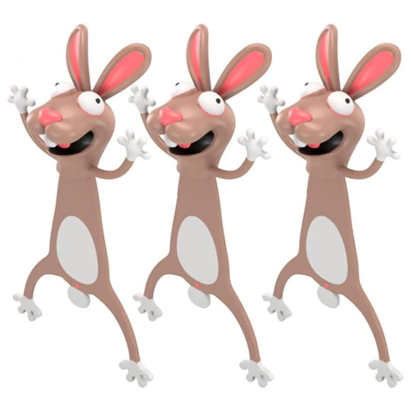Divisores de Libros CartoonMarkRabbit 3Pzas Conejo Longitud 9.4cm PVC Café. Office Supply MXRBA-003