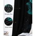 thumbnail image 3 of Green Roses Kitchen Curtains Modern Art Splash Flowers Butterfly Cafe Short Curtains for Bathroom Blackout Window Curtain Grommet Small Window Treatment Tier Drapes for Bedroom Living Room 52"x45"x2, 3 of 9