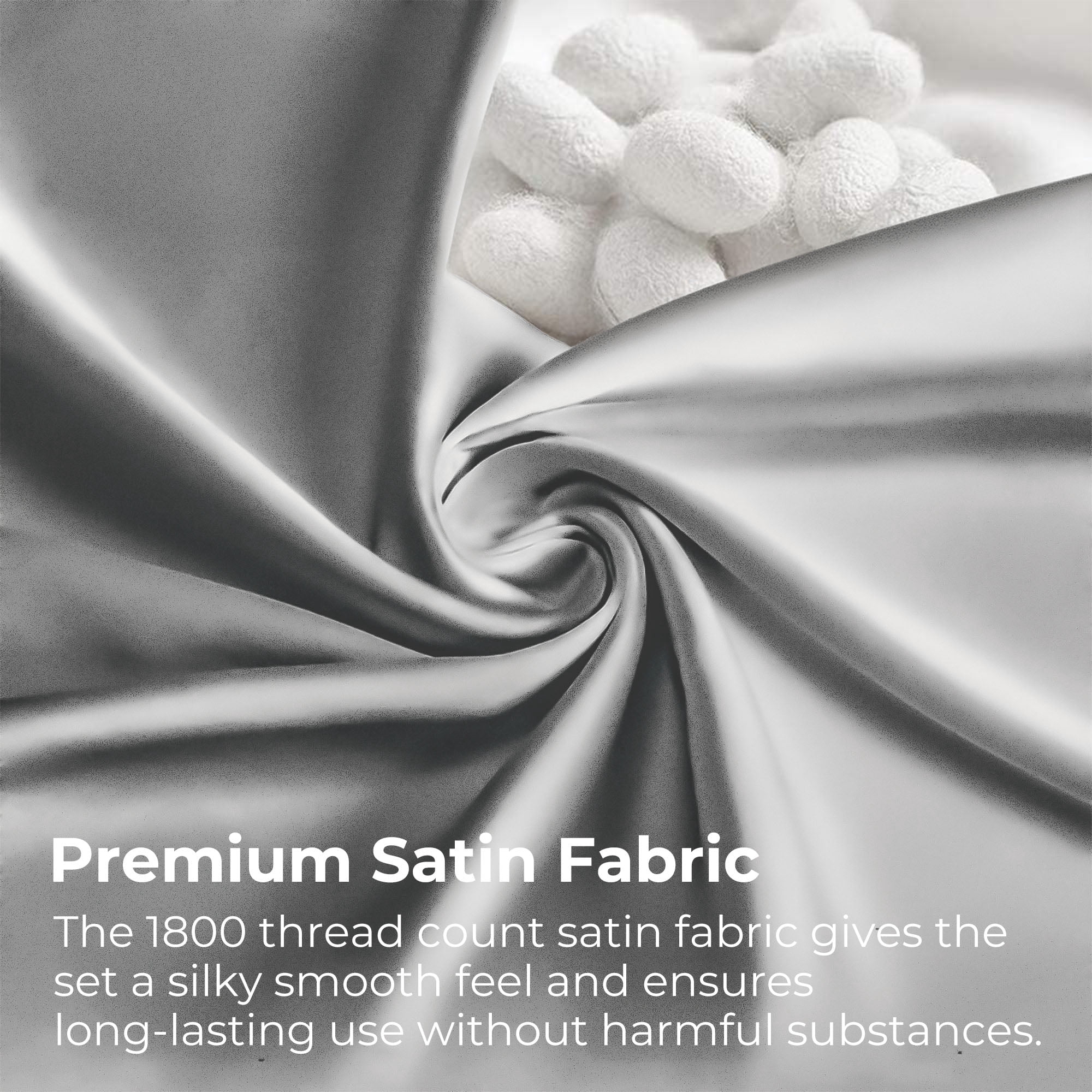 Seasonwood Microfiber Satin Grey Sheets Queen Size Luxury Silk 4-Piece Bed Sheets