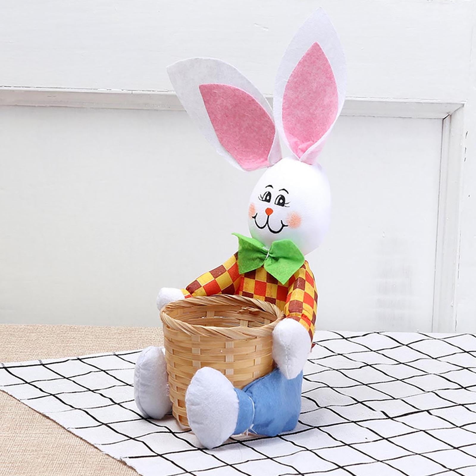 Easter Rabbit Basket Handmade Color Bamboo Basket Storage Basket Easter Holder