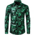 thumbnail image 4 of Camisa de vestir con estampado floral dorado de lujo para hombre, camisas de manga larga con botones y estampado completo en 3D para fiestas, blusas casuales para hombre, 4 of 4