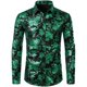 thumbnail image 5 of Camisa de vestir con estampado floral dorado de lujo para hombre, camisas de manga larga con botones y estampado completo en 3D para fiestas, blusas casuales para hombre, 5 of 5