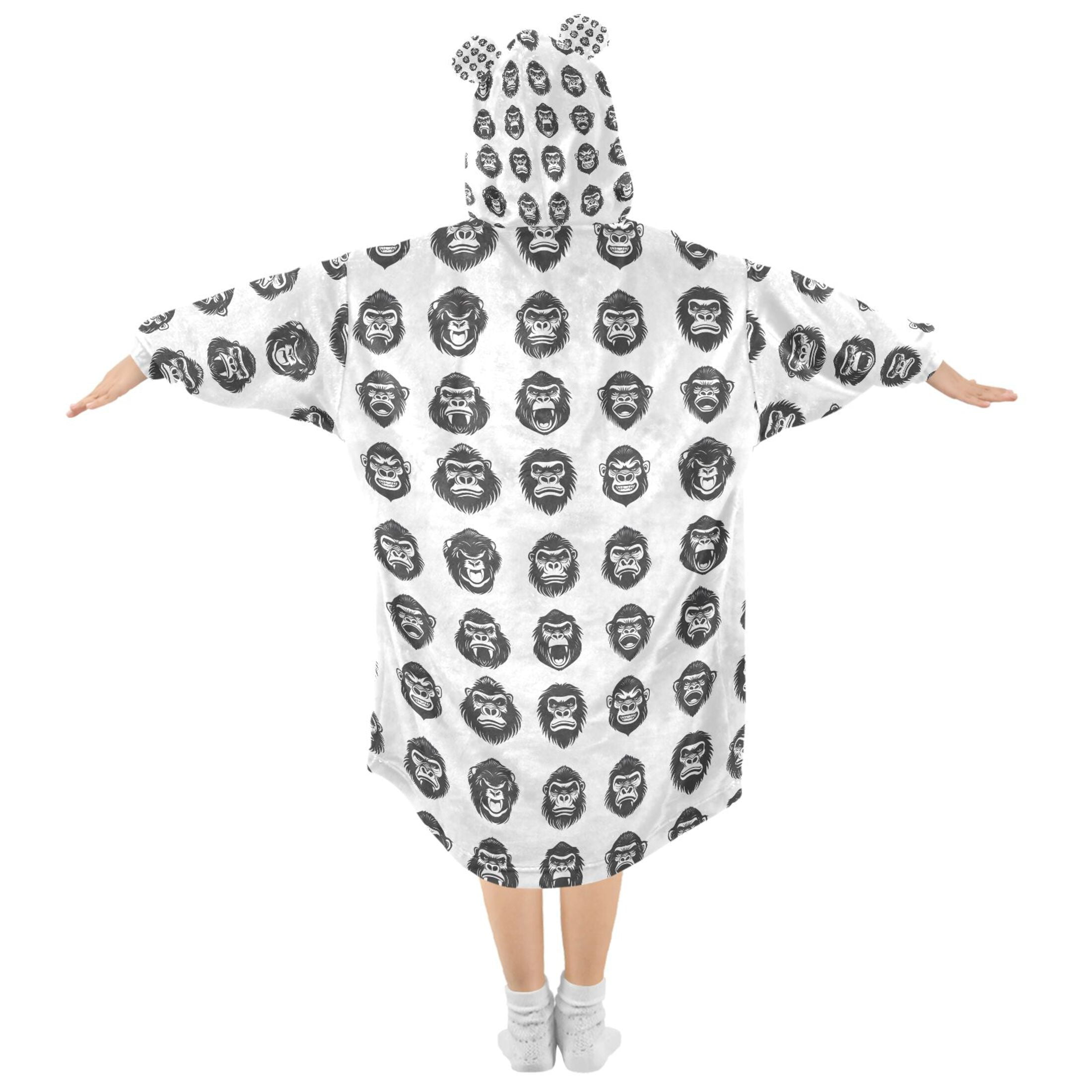 joogoo Blanket Hoodie for Gorilla Pattern Oversize Sweatshirt 3-14 YR L