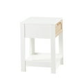 thumbnail image 4 of 15.75" Rattan Side Table, Modern End Table with Drawer and Storage Shelf, Wooden Night Stand for Bedroom Living Room, White, 4 of 9