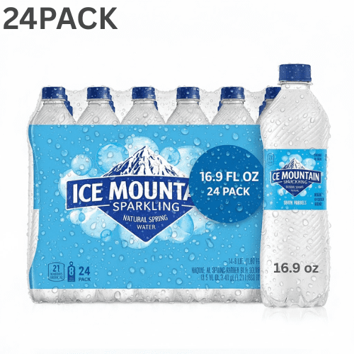 ICE MOUNTAIN Sparkling Water, Simply Bubbles Flavor, 16.9 fl oz Bottles, 24 Pack – Pure Carbonated Water with No Calories or Sweeteners