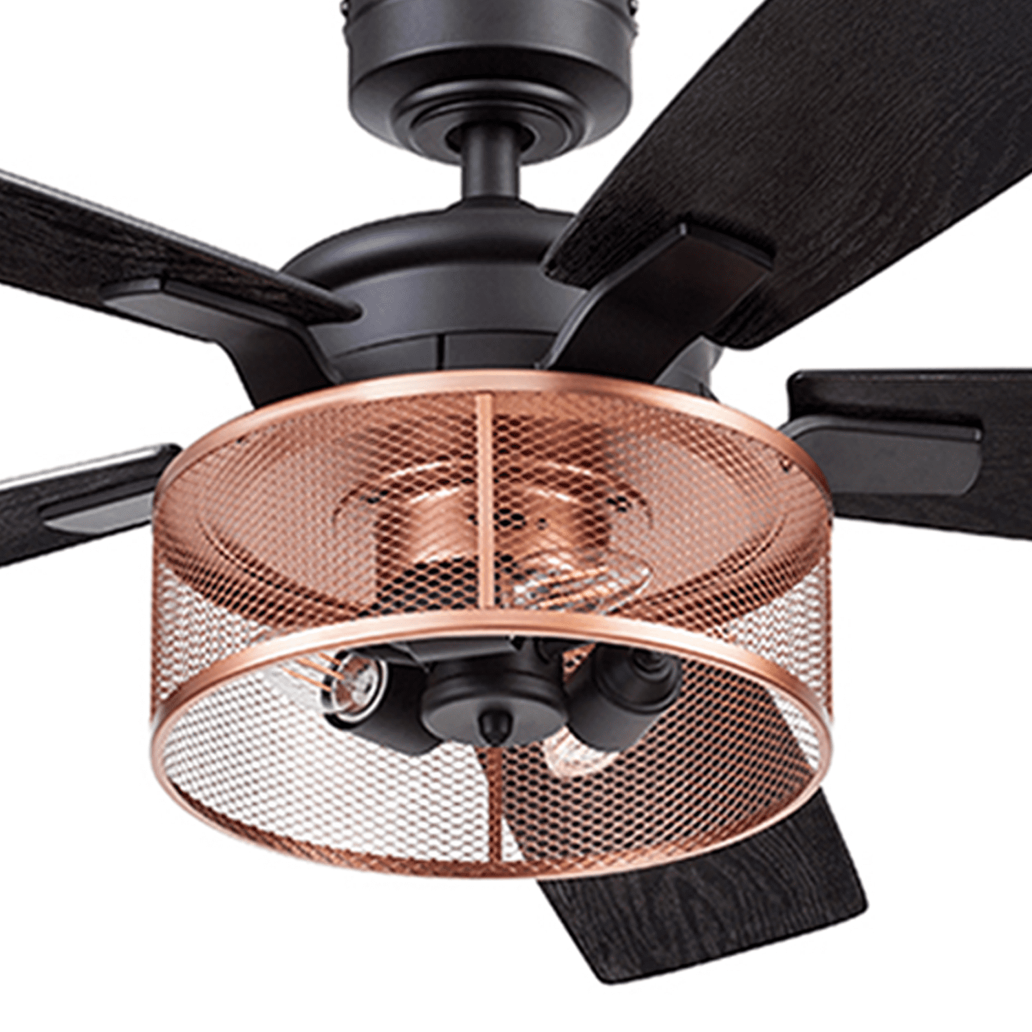 Honeywell Carnegie 52" Matte Black and Copper Ceiling Fan with Lights and Remote Control