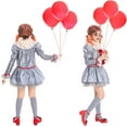 thumbnail image 2 of Scary Clown Costume for Girls, Halloween Outfit with Balloons & Makeup Kit for 8-10 Years, 2 of 5