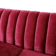 thumbnail image 5 of GDF Studio Shorey Contemporary Upholstered 3 Seater Sofa, Wine Velvet and Dark Walnut, 5 of 9