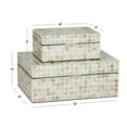 thumbnail image 4 of DecMode Coastal Cream Mother of Pearl Geometric Box with Polka Dot Shell Pattern, Set of 2 12", 8"W, 4 of 13