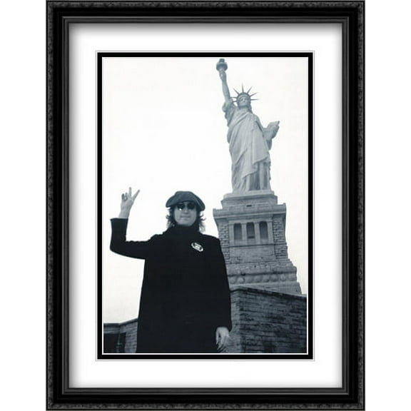 John Lennon: Liberty 2x Matted 28x38 Large Black Ornate Framed Art Print