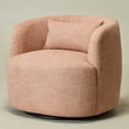 thumbnail image 4 of KINWELL Linen Blend Swivel Barrel Chair, No Assembly Upholstered 34" Wide Breathable Textured Weave Fabric Accent Chair for Living Room Office Lounge, Coral, 4 of 16