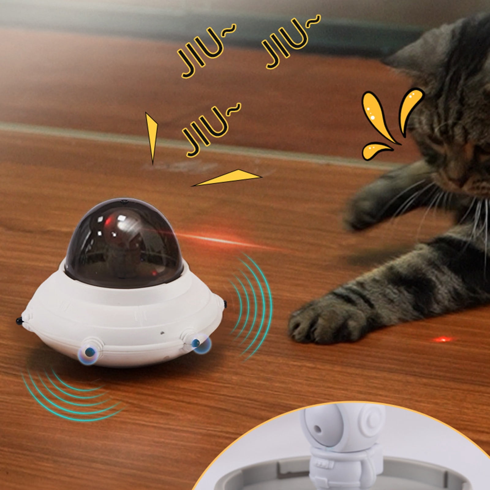 Pet Toy, Interactive Laser Pointer Cat Toy for Self-Play, Rechargeable Cat Teaser with Light, Gray for Indoor Cats Kitten Exercise and Entertainment