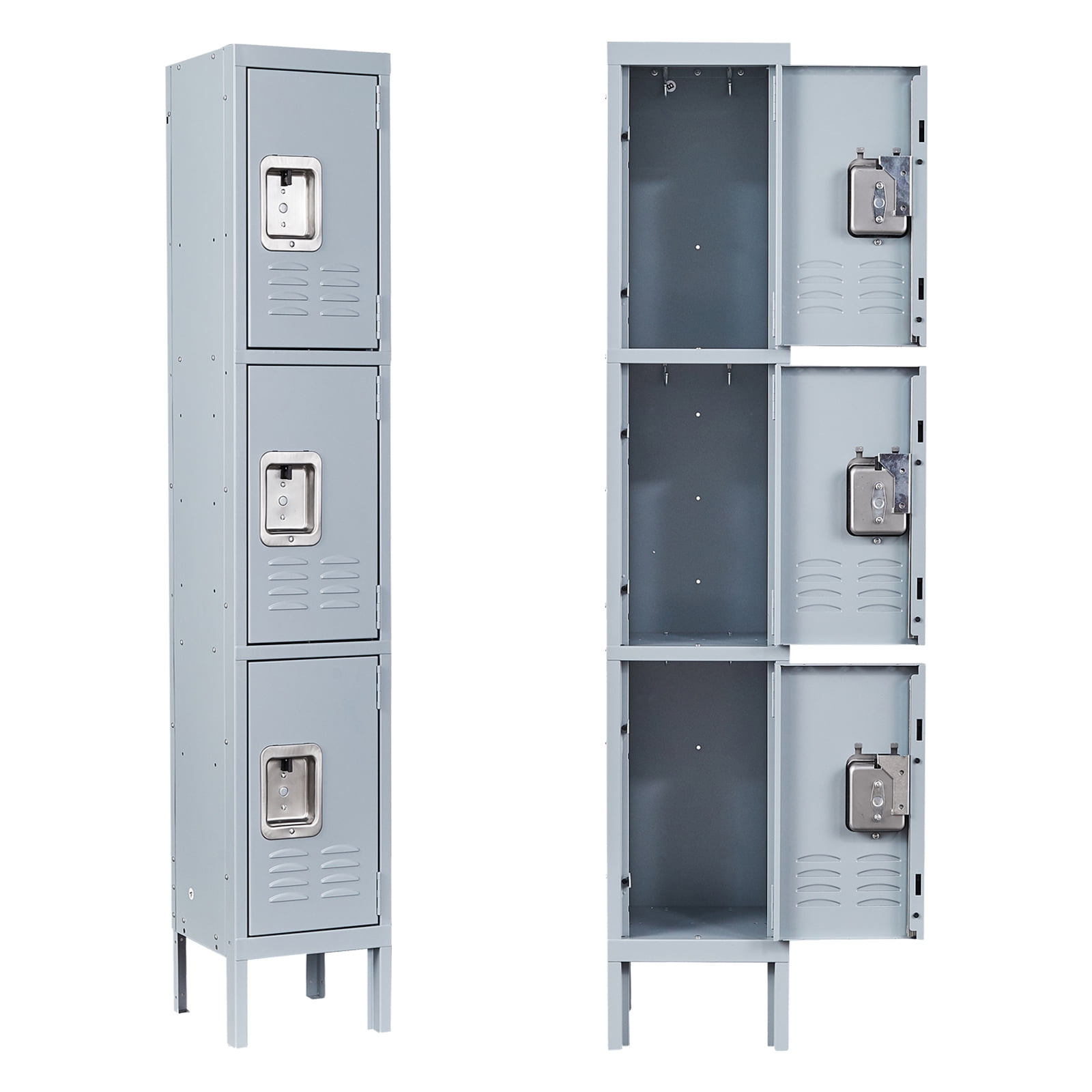 180CM Metal 3 Door Lockers Storage Lockable Wardrobe for Gym School Office Blue 