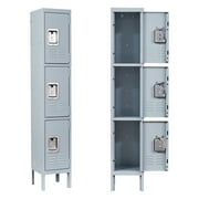 Fesbos Metal Lockers, 5/3 Doors Employees Locker,Steel Storage Cabinet for School /Gym/ Home /Office/Mudroom/Industrial Lockers(Grey/Blue)