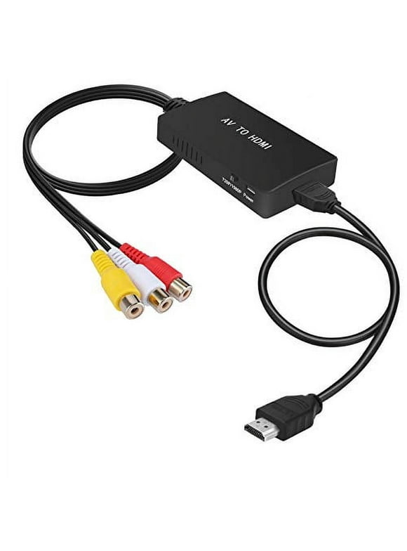 RCA to HDMI Converter, Composite to HDMI Adapter Support 1080P PAL/NTSC Compatible with PS one, PS2, PS3, STB, Xbox, VHS, VCR, Blue-Ray DVD Players