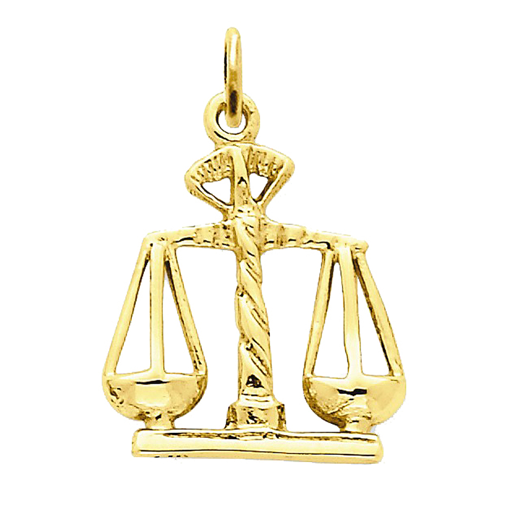 GEMaffair 14K Yellow Gold Scale of Justice Charm Pendant 25mm