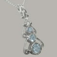 thumbnail image 3 of LBG 10k White Gold Natural Aquamarine & Diamond Womens Bohemian Pendant & Chain - Chain length 18, 3 of 5