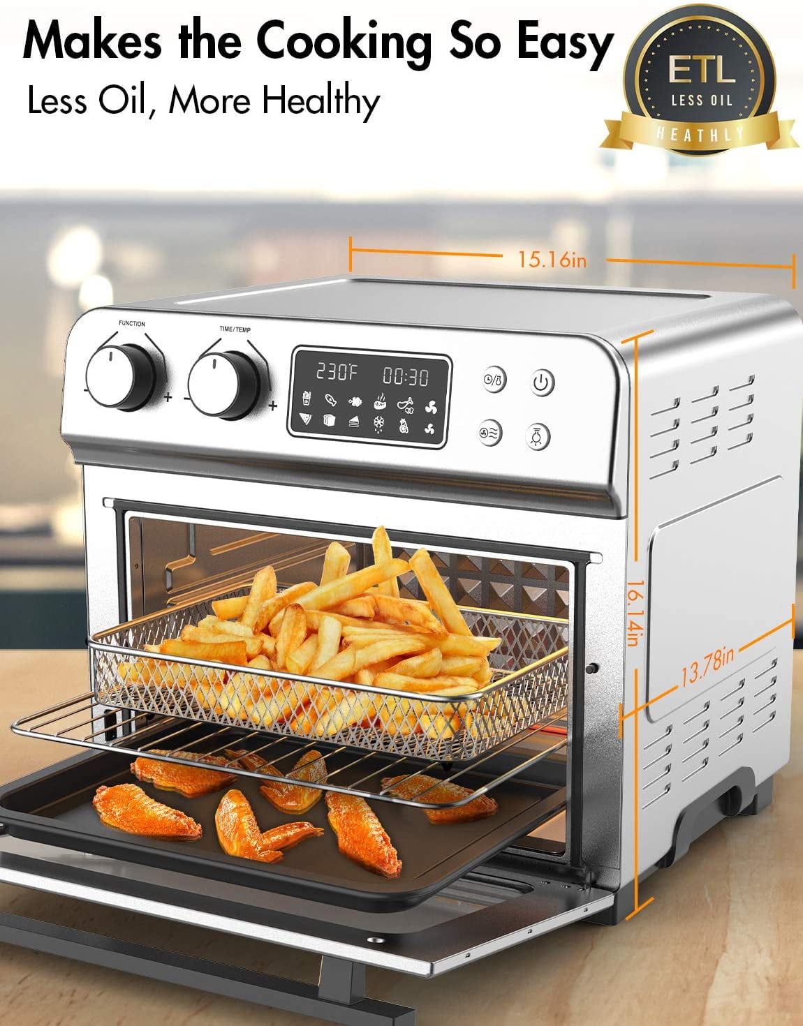 MOOSOO Large Digital Air Fryer Oven 23L Convection Oven MA11-A 