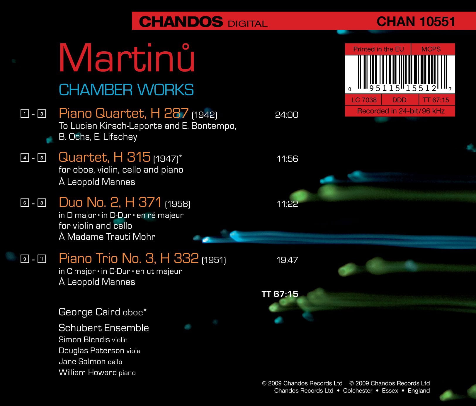 Schubert Ensemble of London - Chamber Works - Music & Performance - CD