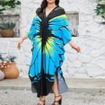 thumbnail image 5 of WULMLEO Kaftan Dresses for Women V Neck Batwing Sleeve Moomoo Nightgowns for Swimwear Plus Size Colorful Dresses Blue One Size, 5 of 5