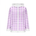 thumbnail image 6 of Njagoc3 Womens Plaid Gingham Zip Up Hoodie Drawstring Long Sleeve Loose Fit Fleece Sweatshirt with Pockets Casual Fall Outerwear for Picnic Travel，Purple，XXXL, 6 of 6