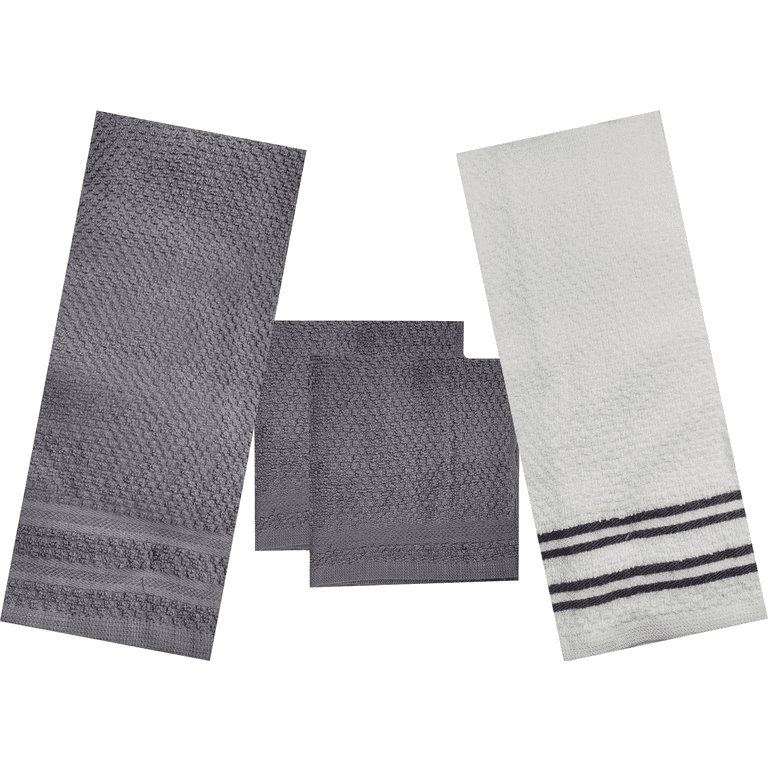 VERA WANG Textured Trellis Grey Cotton 3-Piece Towel Set