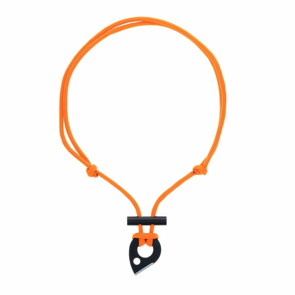 ASR Outdoor Paracord Fire Starter Necklace with Straight Blade Striker Tool - Orange