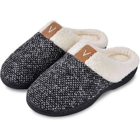 

Slip On Slippers Sherpa Lined House Shoes with Memory Foam for Indoor Outdoor Machine Washable