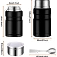 thumbnail image 4 of Recipiente térmico aislado de 25 oz para comida caliente, termo para sopa con cuchara, lonchera de acero inoxidable al vacío, termo para alimentos para niños y adultos, color negro, 4 of 4