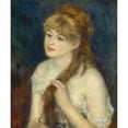 thumbnail image 2 of Pierre-Auguste Renoir 12x14 Black Ornate Wood Framed Double Matted Museum Art Print Titled: Young Woman Braiding Her Hair (1876), 2 of 5
