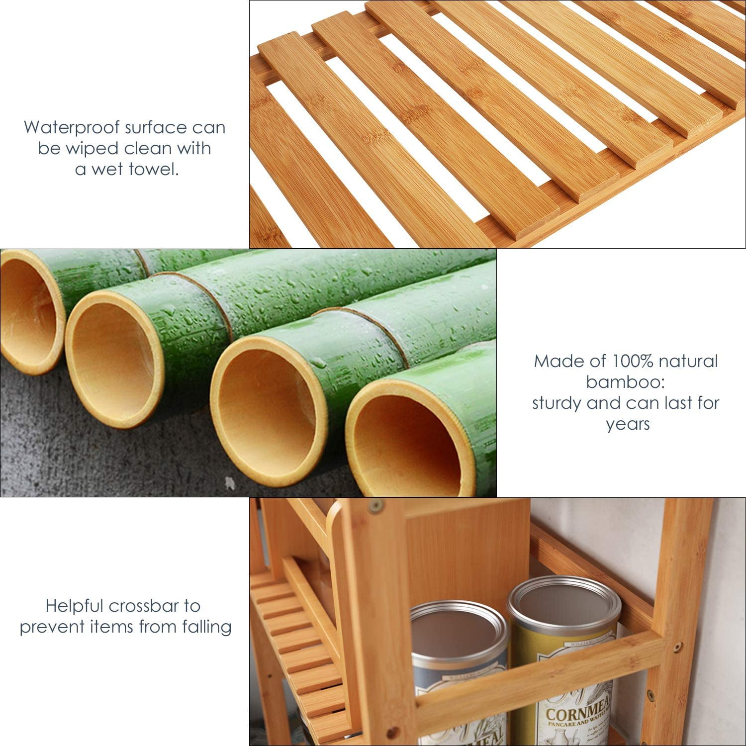 Homfa 6 Tier Bathroom Cabinet, Storage Rack for Bathroom, 63.4''H Tall Shelf Organizer Bamboo Linen Cabinet, Nature