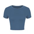 thumbnail image 6 of CHGBMOK Womens Crop Tops Summer Short Sleeve T Shirts Basic Slim Fit Gym Workout Tee Top, 6 of 7