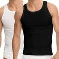 thumbnail image 3 of 12 Packs Of Mens Regular and Plus Size Black & White Ribbed 100% Cotton Tank Top A-Shirts Undershirt (12  Pack Black, 2X-Large), 3 of 3