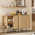 thumbnail image 4 of Xixini Sideboard Buffet Cabinet with Sliding Door, 31.5" Wide Fluted Modern Accent Cabinet with Adjustable Shelves, Wood Coffee Bar Buffet Console Table for Kitchen, Dining Room, Living Room, Oak, 4 of 16