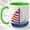 Green, variant on Striped Sailboat Coffee Mug, Nautical Boat Mug, Ceramic 11 oz