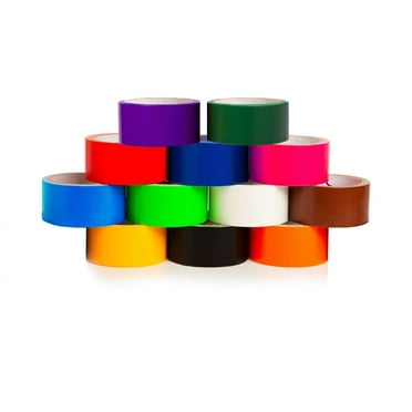GIFTEXPRESS 12 Assorted Color Duct Tapes 10 Yards x 2 Inch Rolls,12 Multi Purpose Bright Color Craft Tapes Great for DIY Art Kit Home School, Colors: Black Navy Purple red Orange White Teal Lime Green