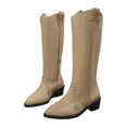 thumbnail image 3 of Gyexs Slouchy Boots for Women Knee High Mid Calf Boots Fashion Block Heel Warm Winter Cold Weather Boots Z01 Beige Size 8.5, 3 of 9