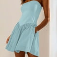 thumbnail image 7 of cfhntfmh Tube Top Dress for Women Summer Strapless Flowy Mini Dresses Fashion Patchwork Pleated Going out Dress, 7 of 7