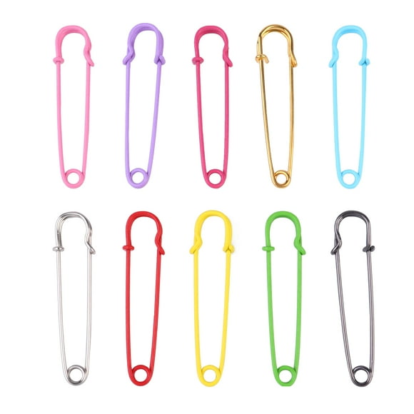 BRIGHTFUFU 10 piezas de 75 mm de longitud, seguridad simple, retro, extra grande, resistente para bufandas, mantas, faldas, kilts, telas tejidas, manualidades (colorido)