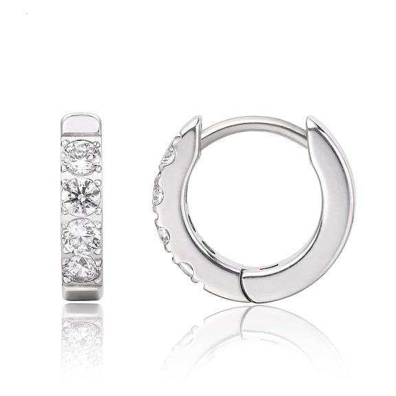 Limerencia Silver Small Hoop Earrings for Women Men Cubic Zirconia, Cuff Earrings Mini Piercing Jewelry for Women Sensitive Ears