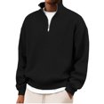thumbnail image 3 of Zedker Fashion Honeycomb Knitted Casual Long Sleeve Quarter Zipper Shirts for Men Comfy Stand Collar Loose Breathable Tops,Black,XL, 3 of 6