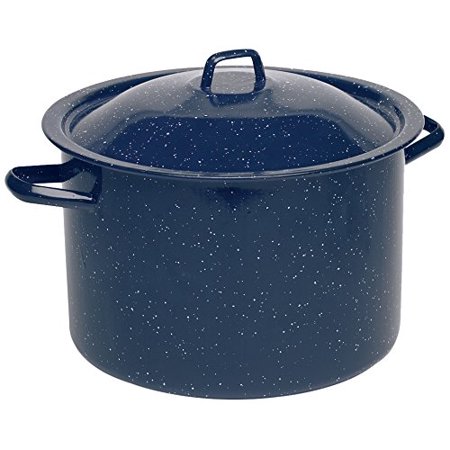 IMUSA USA 12-Quart Blue Speckled Enamel Stock Pot with Lid