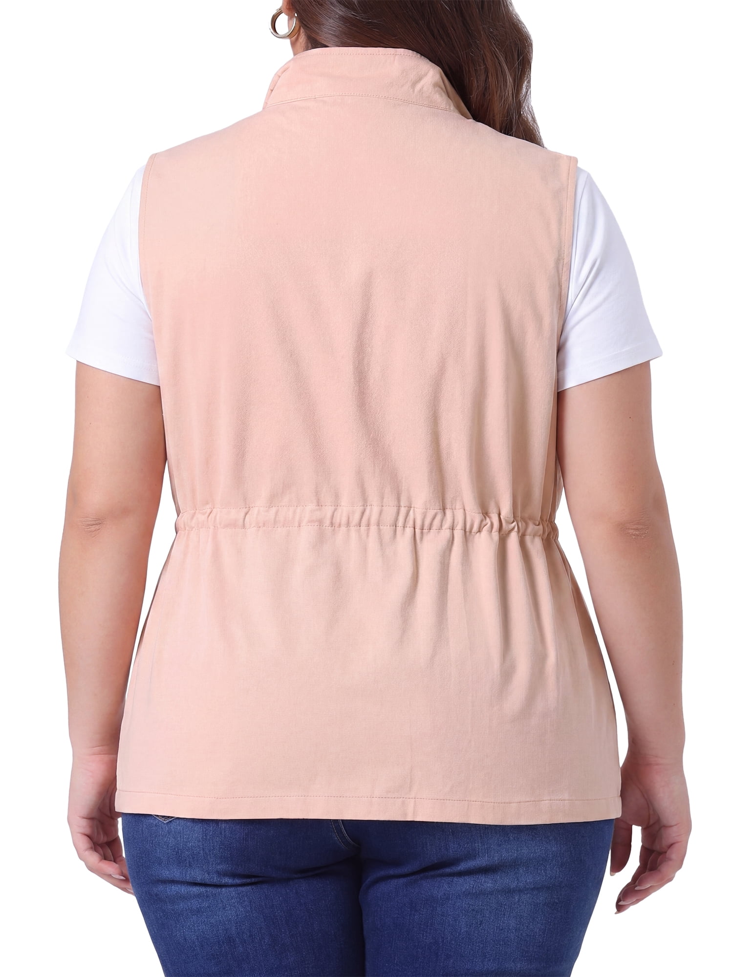 DARING DIVA Women's Plus Size Lightweight Sleeveless Anorak Cargo Vest 1X Pink