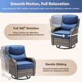 thumbnail image 5 of Jentlehouse 6-Piece Outdoor Swivel Chairs, Patio All-Weather Gray Wicker Rocker Glider Chairs with Blue Cushions for Balcony Poolside Deck Garden, 5 of 12